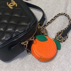 Orange fruit bag charm, coin purse or airtag holder